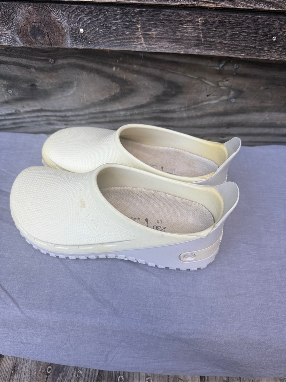 Birkenstock Cream Slip-On Clog Mules